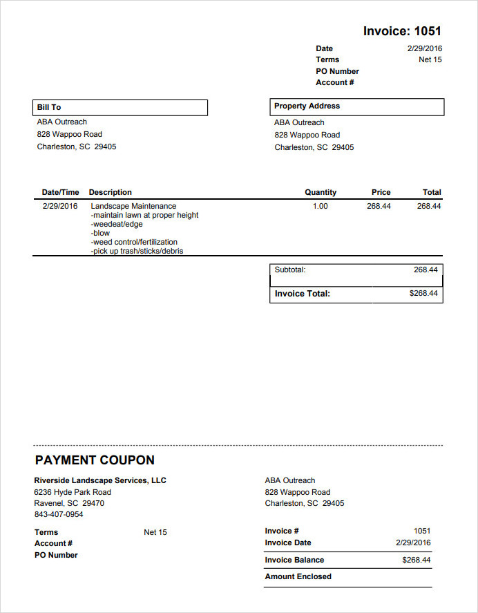 Lawn Care Invoice Template