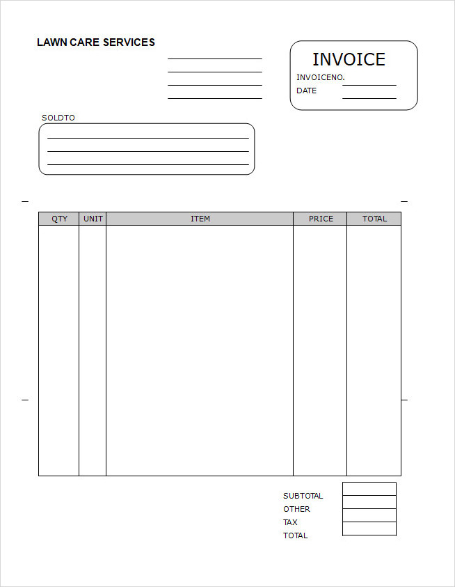 Lawn Care Service Invoice Template Word