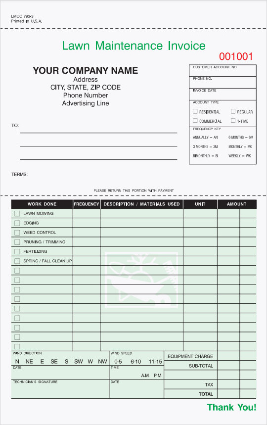 Lawn Maintenance Invoice Template