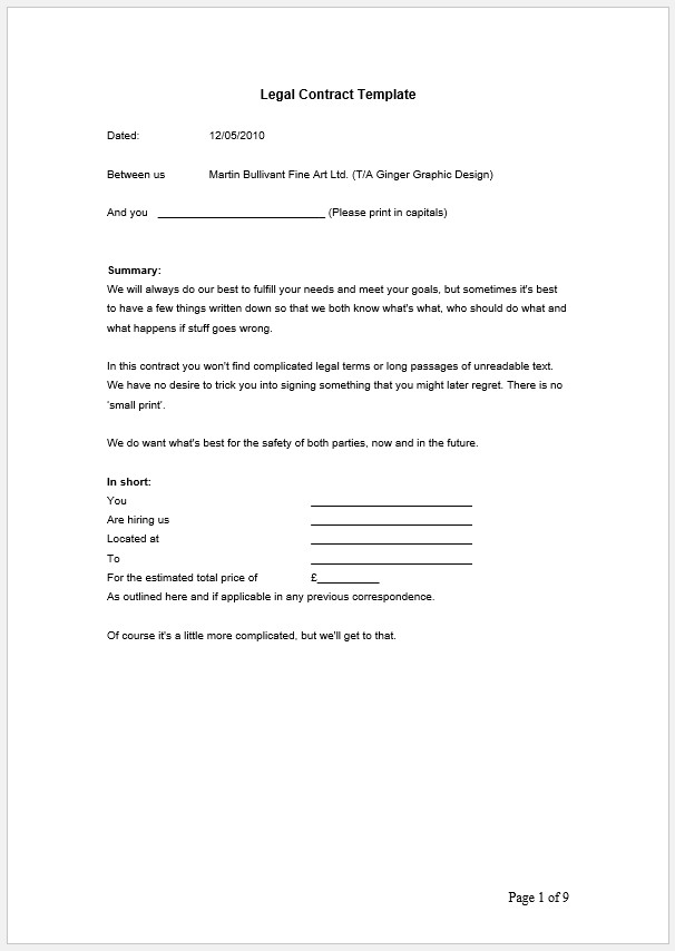 Legally Binding Contract Template