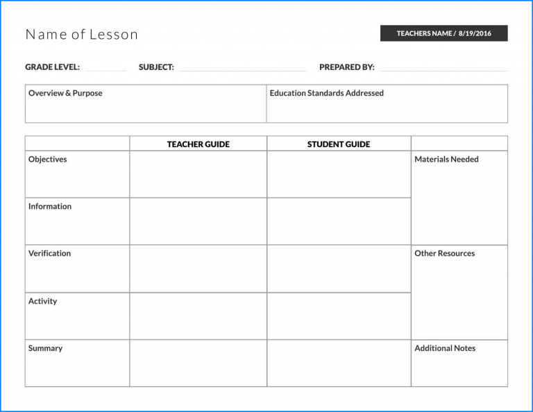 √ Free Printable Lesson Plan Template