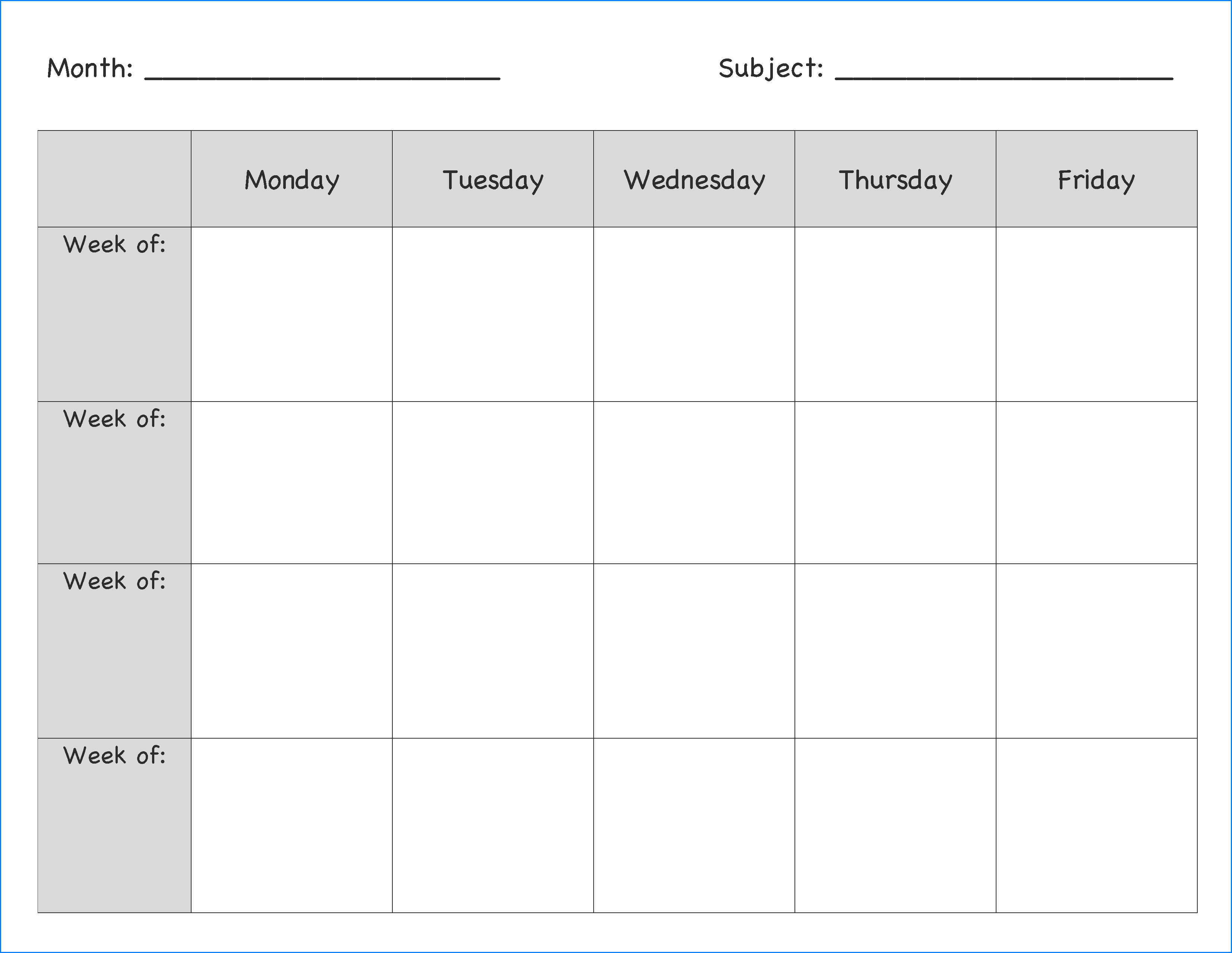  Free Printable Lesson Plan Template