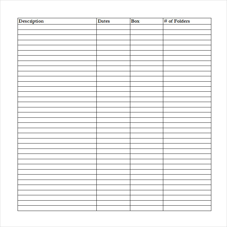 Library Record Inventory Form Template