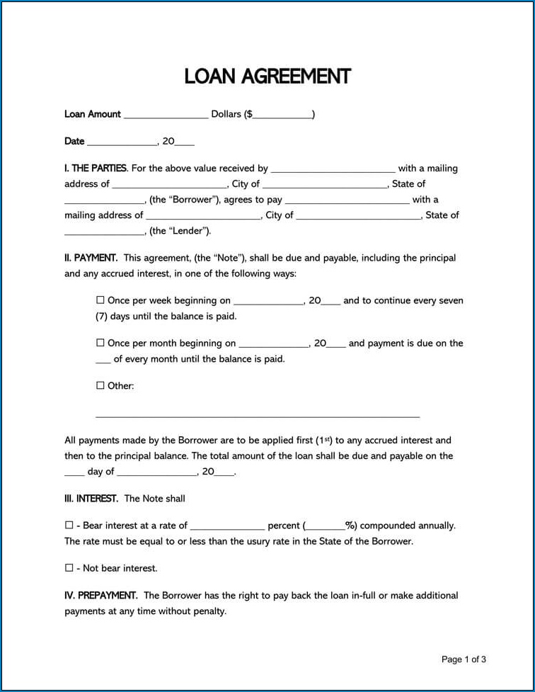 Loan Agreement Template Sample