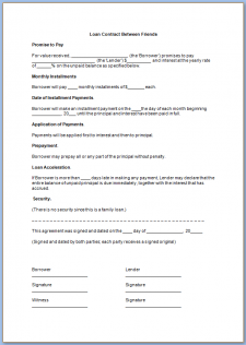 Free Printable Loan Contract Template Between Friends