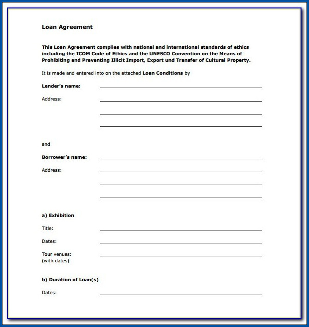 Loan Contract Template Example