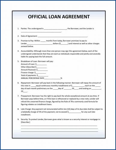 √ Free Printable Loan Repayment Contract Template