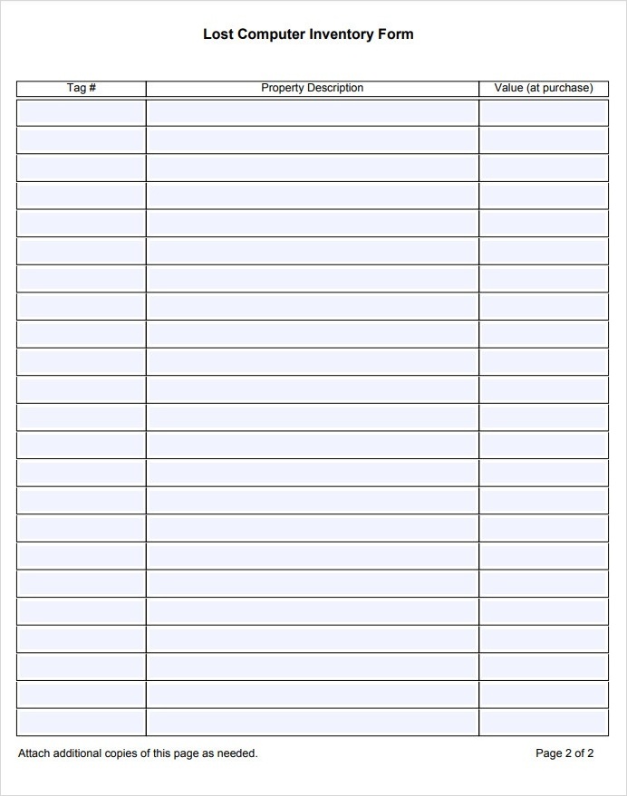 Lost Computer Inventory Form