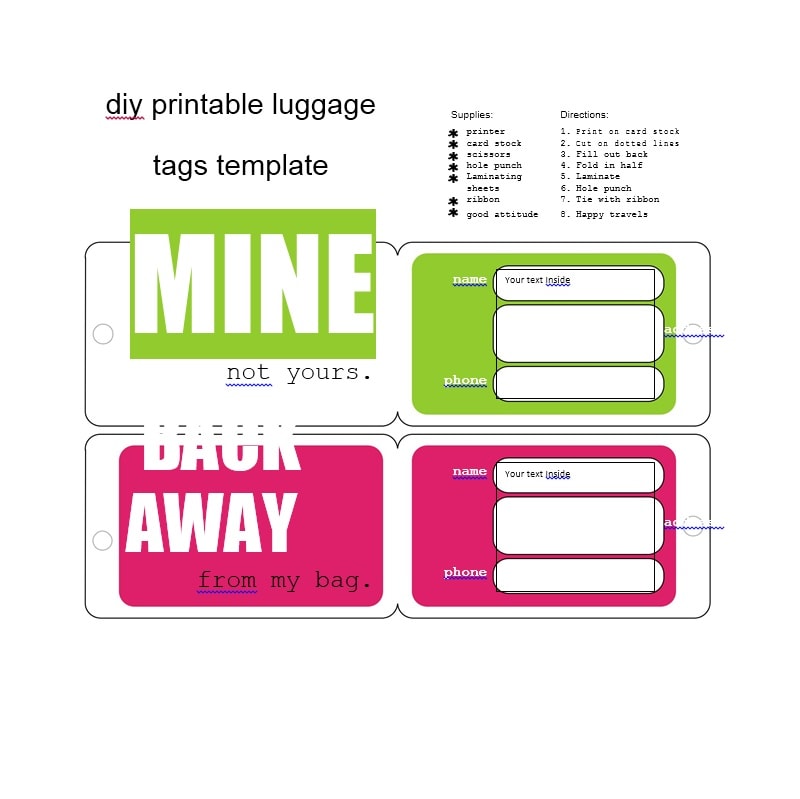 Luggage Tag Template