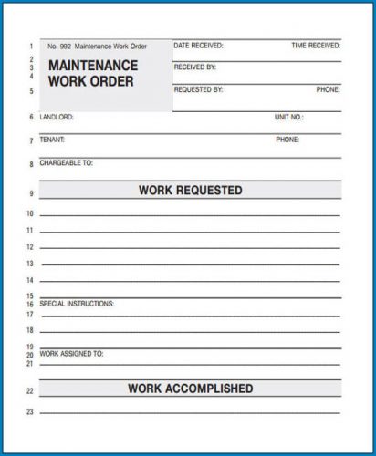 free printable maintenance work order template templateral