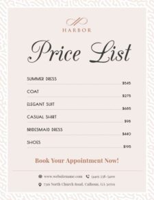 Makeup Price List Template Sample