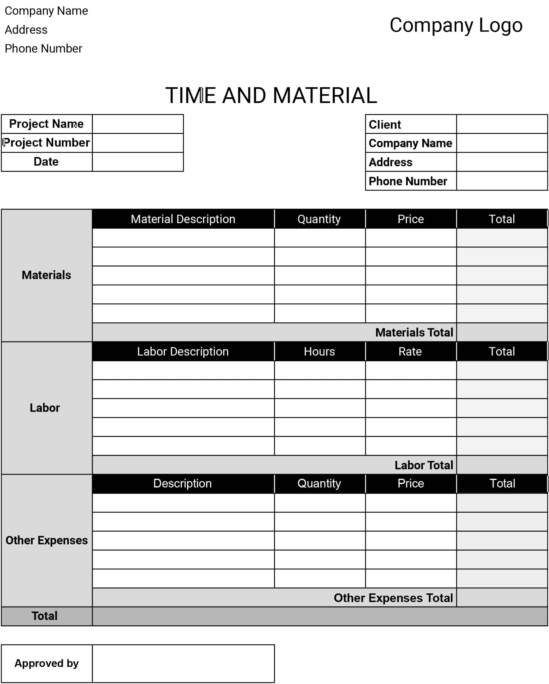 Material Quantity Record Sheet Template Example