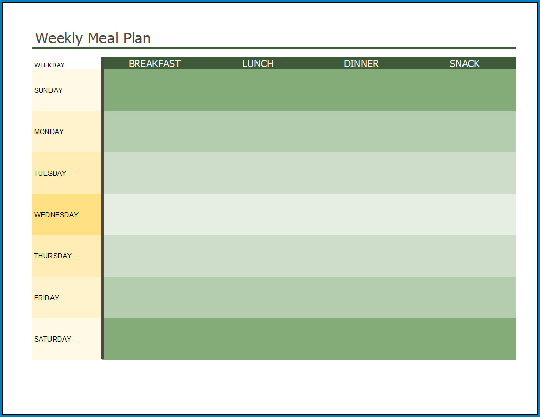 √ Free Printable Meal Plan Template Excel