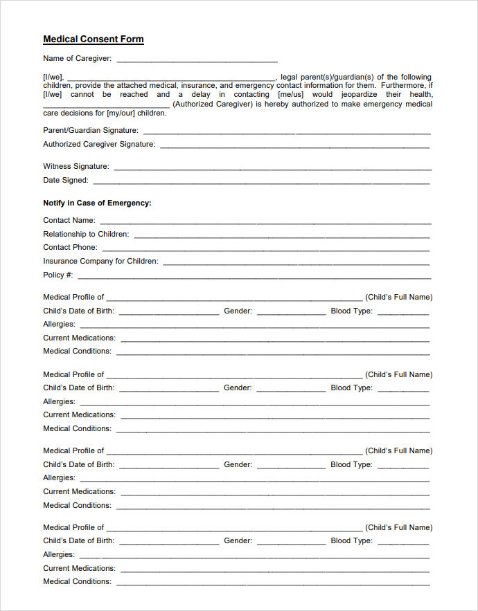 Medical Consent Form Sample