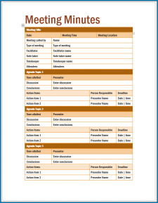 √ Free Printable Meeting Minutes Template