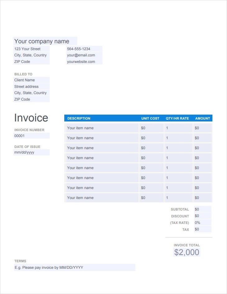 Mental Health Invoice Template