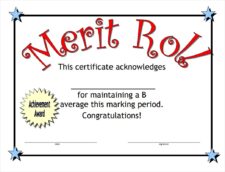 Merit Roll Certificate Template