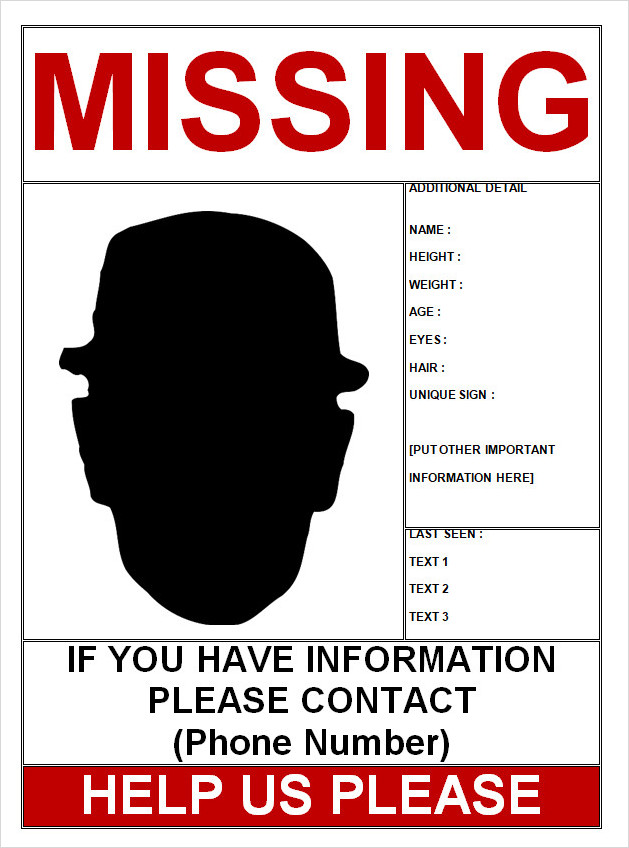 Missing Person Blank Template