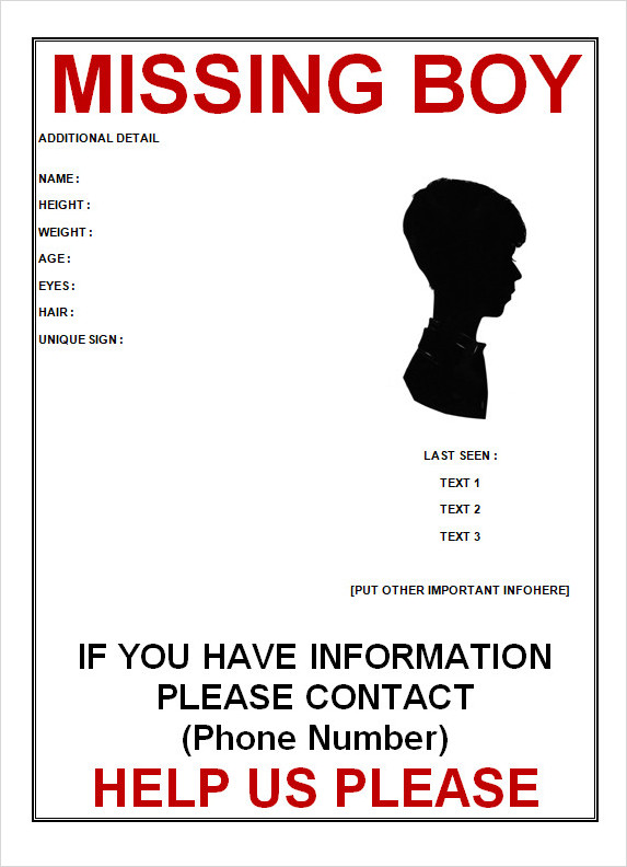 Missing Person Flyer Template