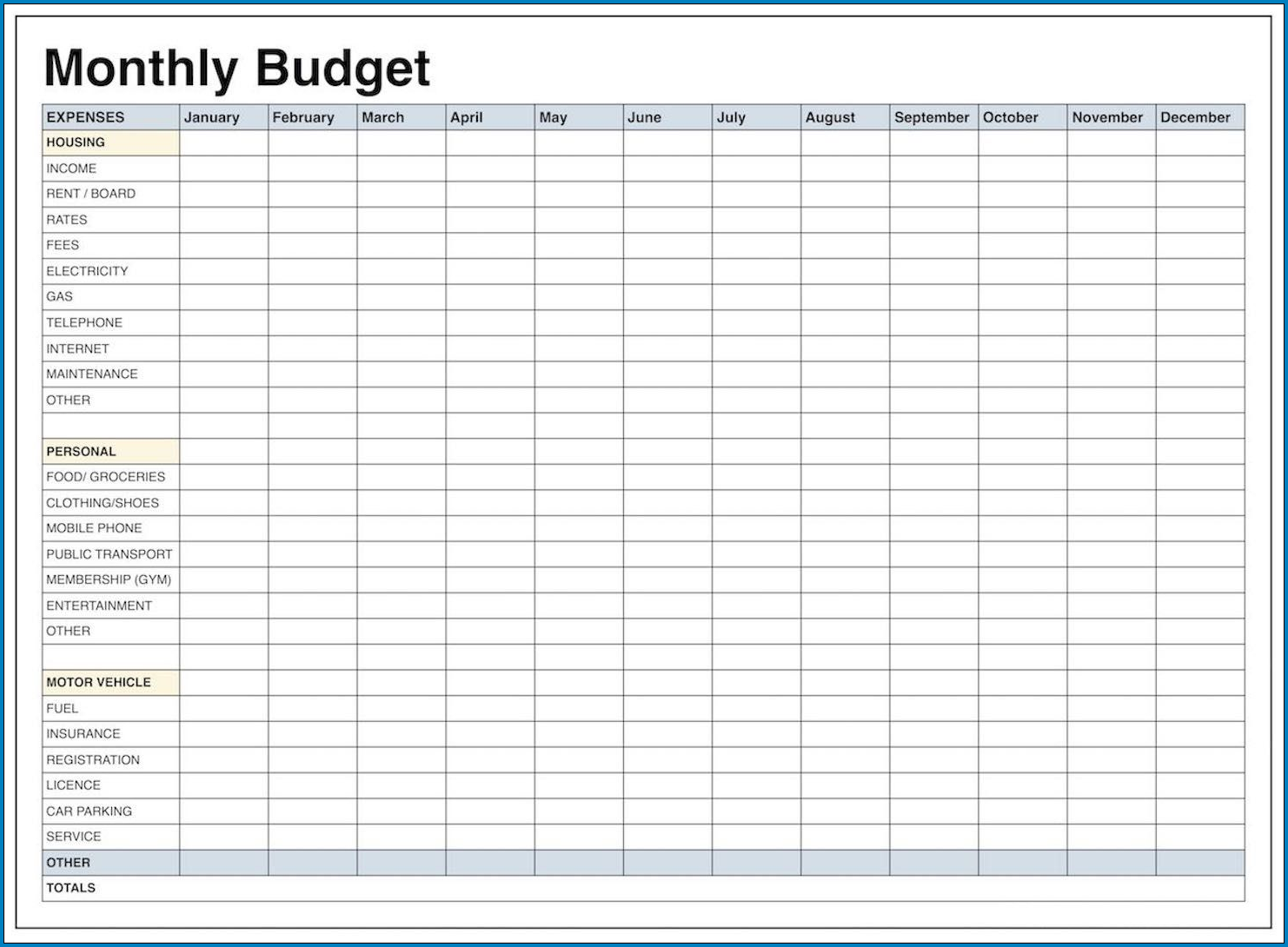 Monthly Budget Planner Template Sample