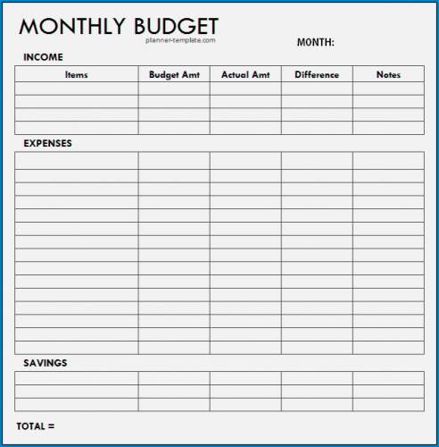 √ Free Printable Monthly Budget Template