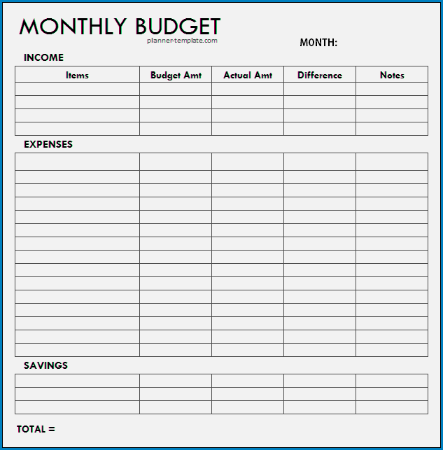 Monthly Budget Template Example