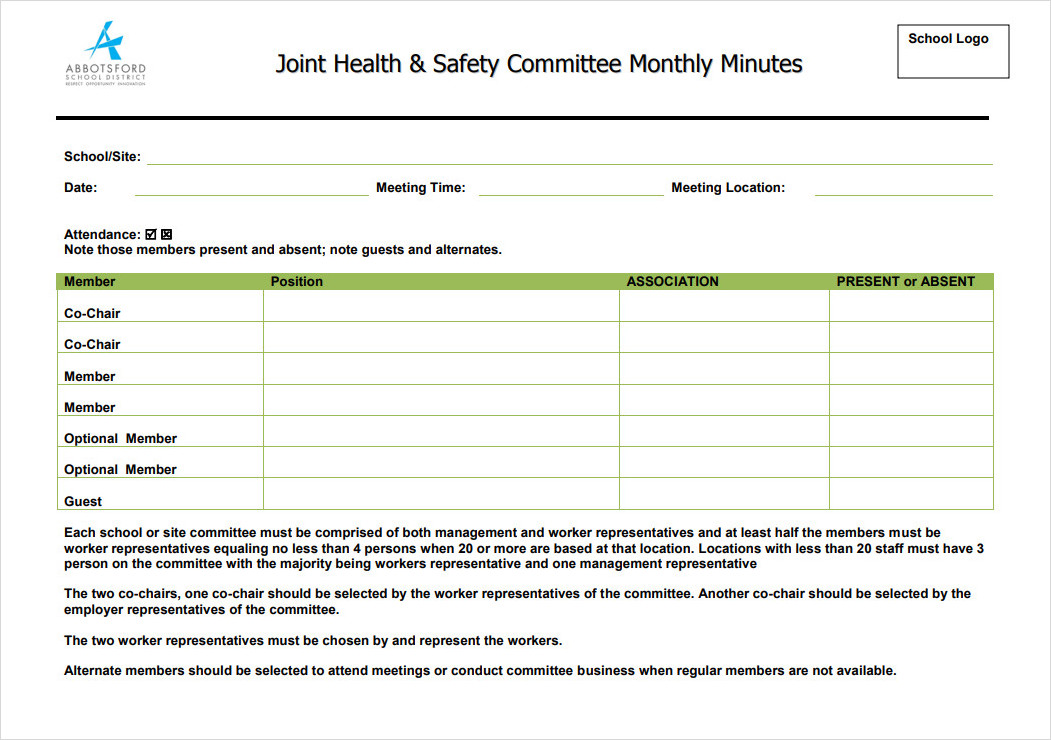 Monthly Safety Meeting Minutes Template