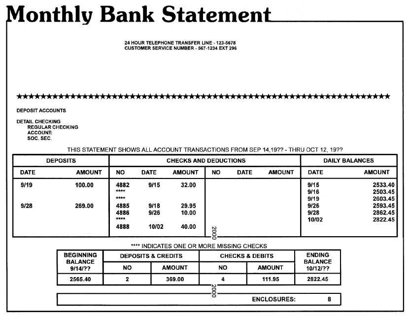 Monthly Statement of Account Template Example