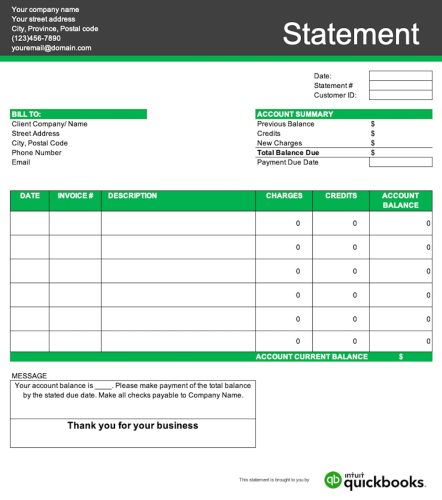 Monthly Statement of Account Template Sample | Templateral