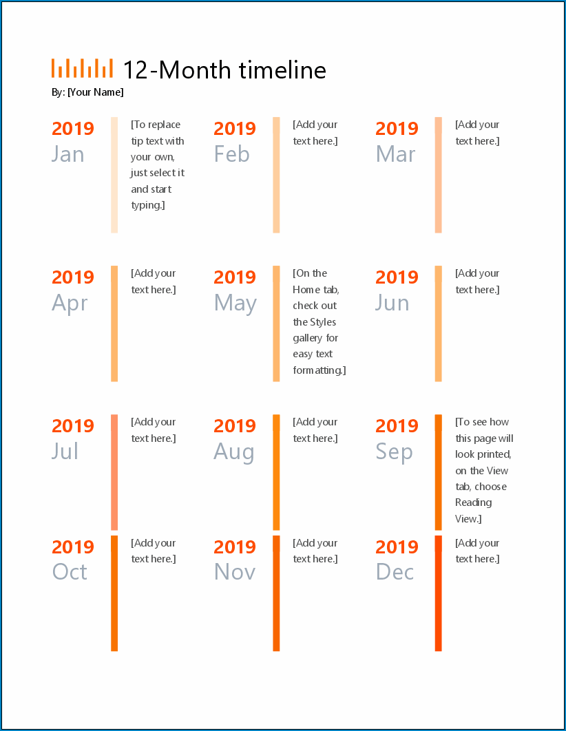 Monthly Timeline Template Sample