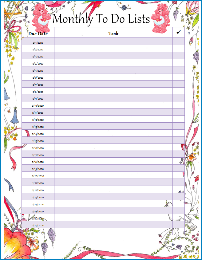  Free Printable Monthly To Do List Template Templateral