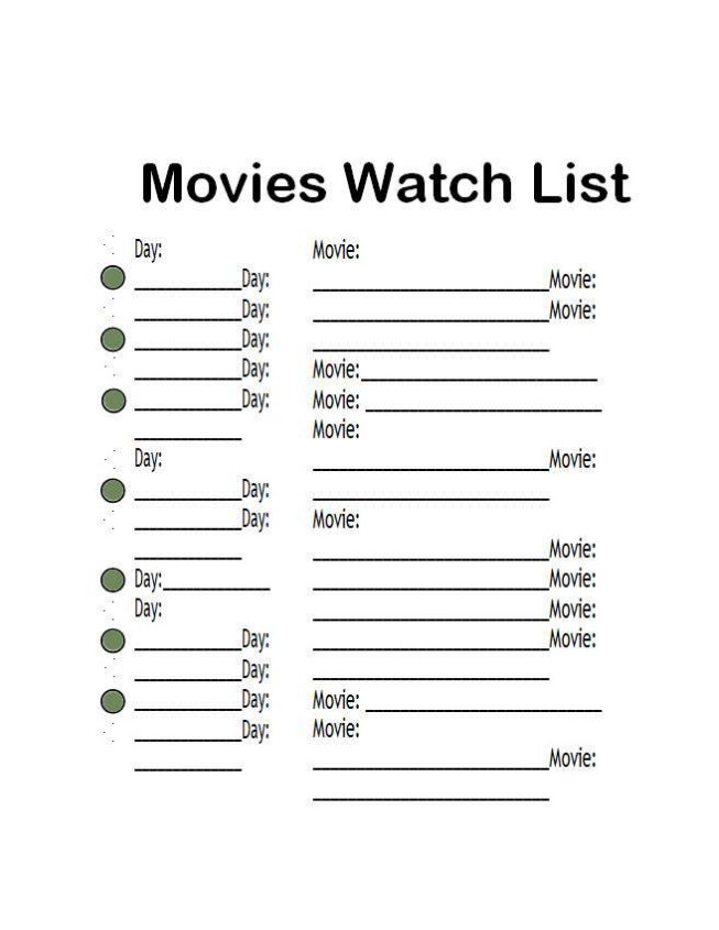 Movie Watch List Template