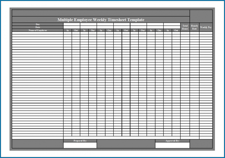 √ Free Printable Multiple Employee Timesheet Template