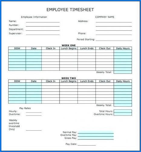 √ Free Printable Multiple Job Timesheet Template