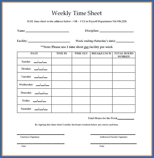 Multiple Job Timesheet Template Sample