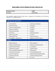 New Employee Orientation Checklist Template Sample