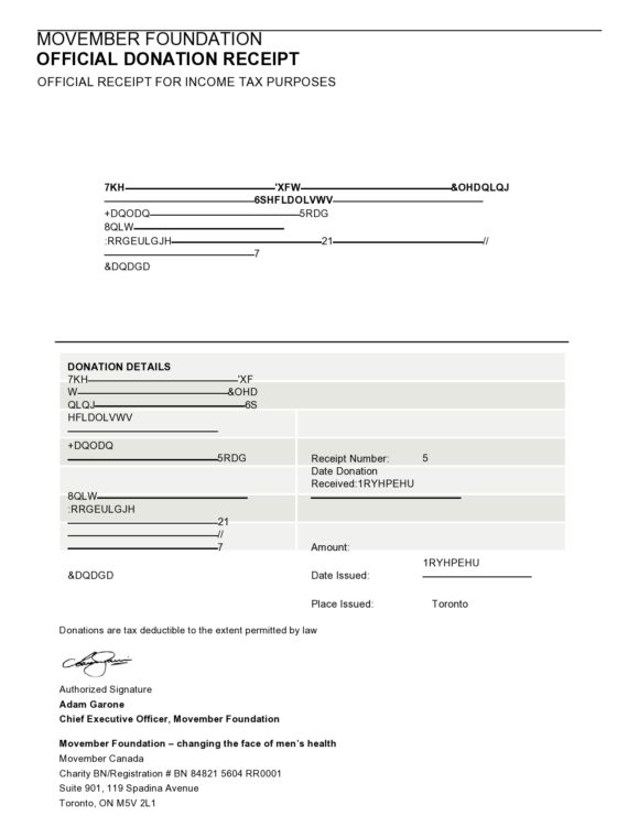 Non profit Organization Receipt Template Example