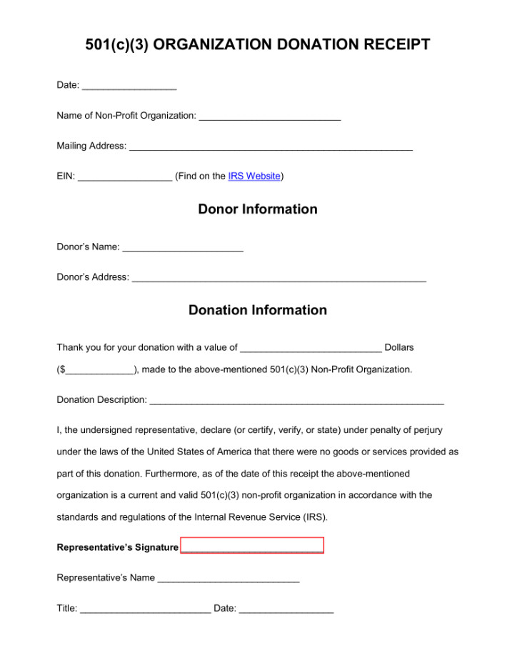 Non profit Organization Receipt Template