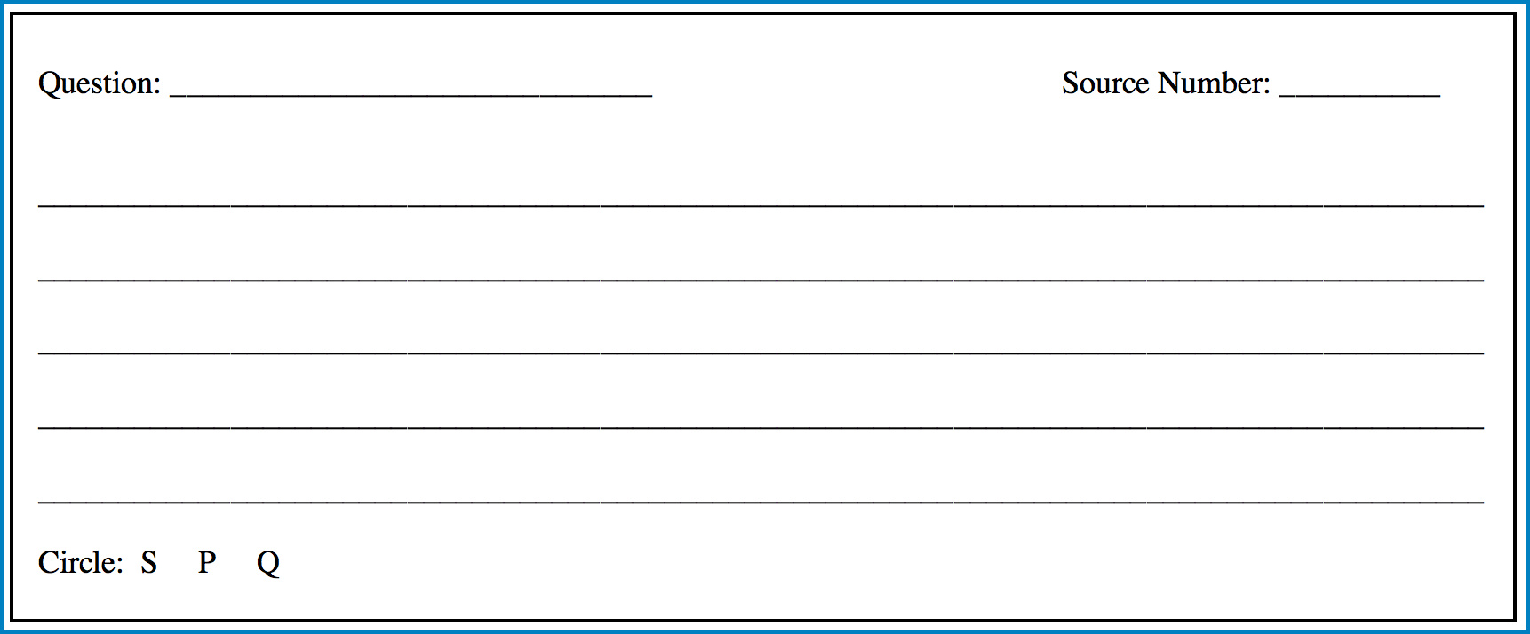 Note Card Template Example