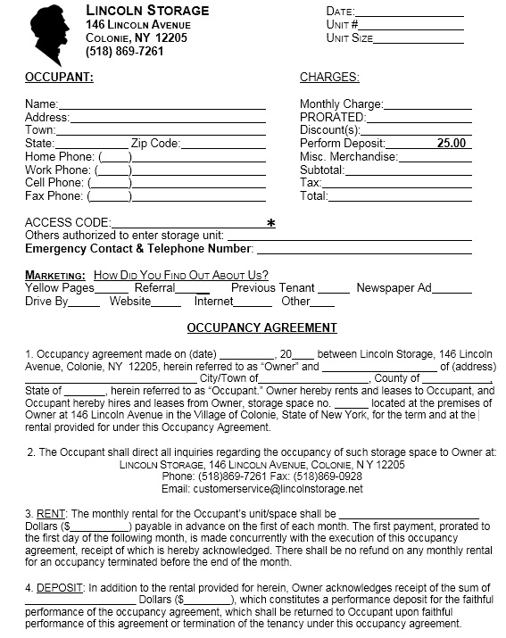 Occupancy Agreement Template Sample