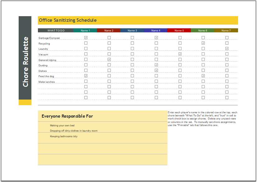 Office Sanitizing Schedule Template