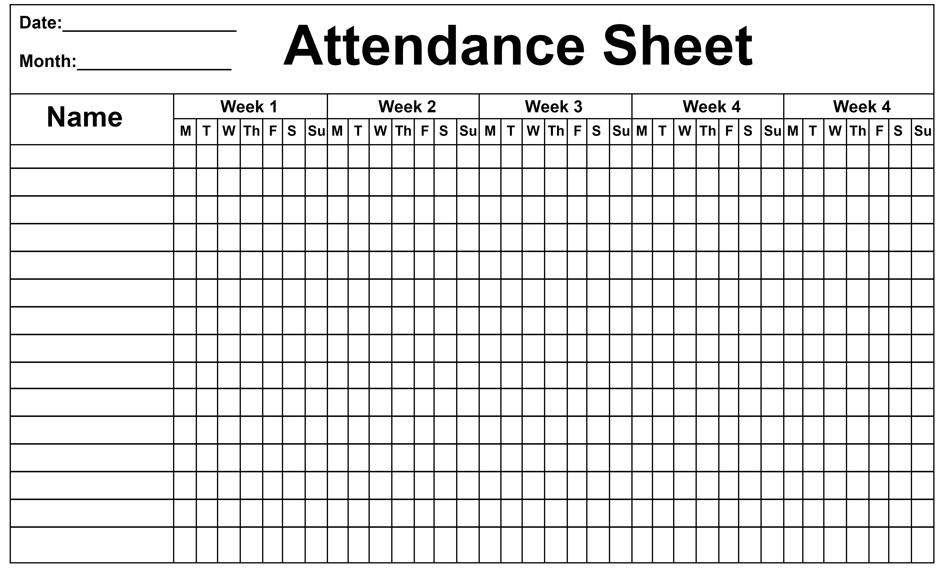 Office Staff Attendance Sheet Template Example