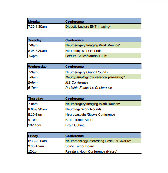 One Day Conference Schedule Template Example