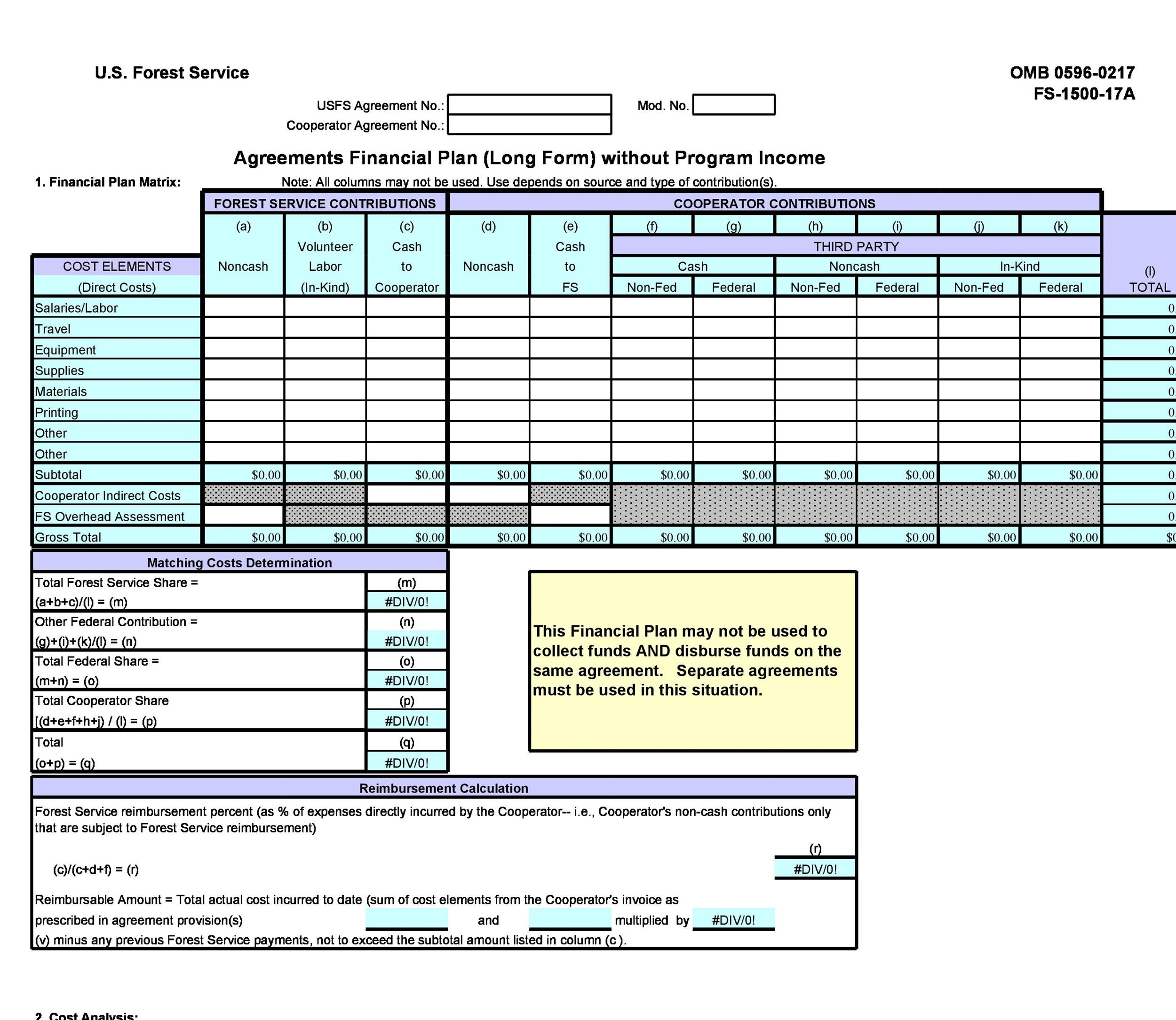 One year Financial Planning Worksheet Template Sample