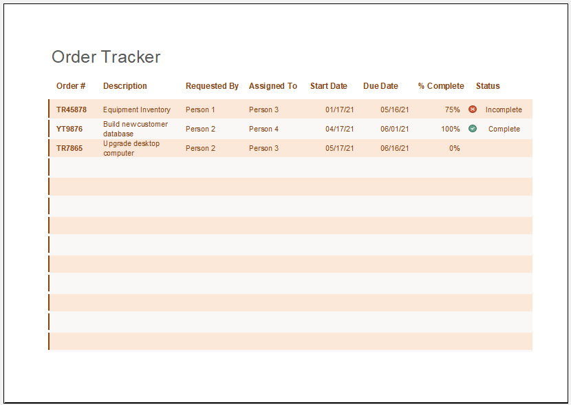 Order Tracker Template Sample