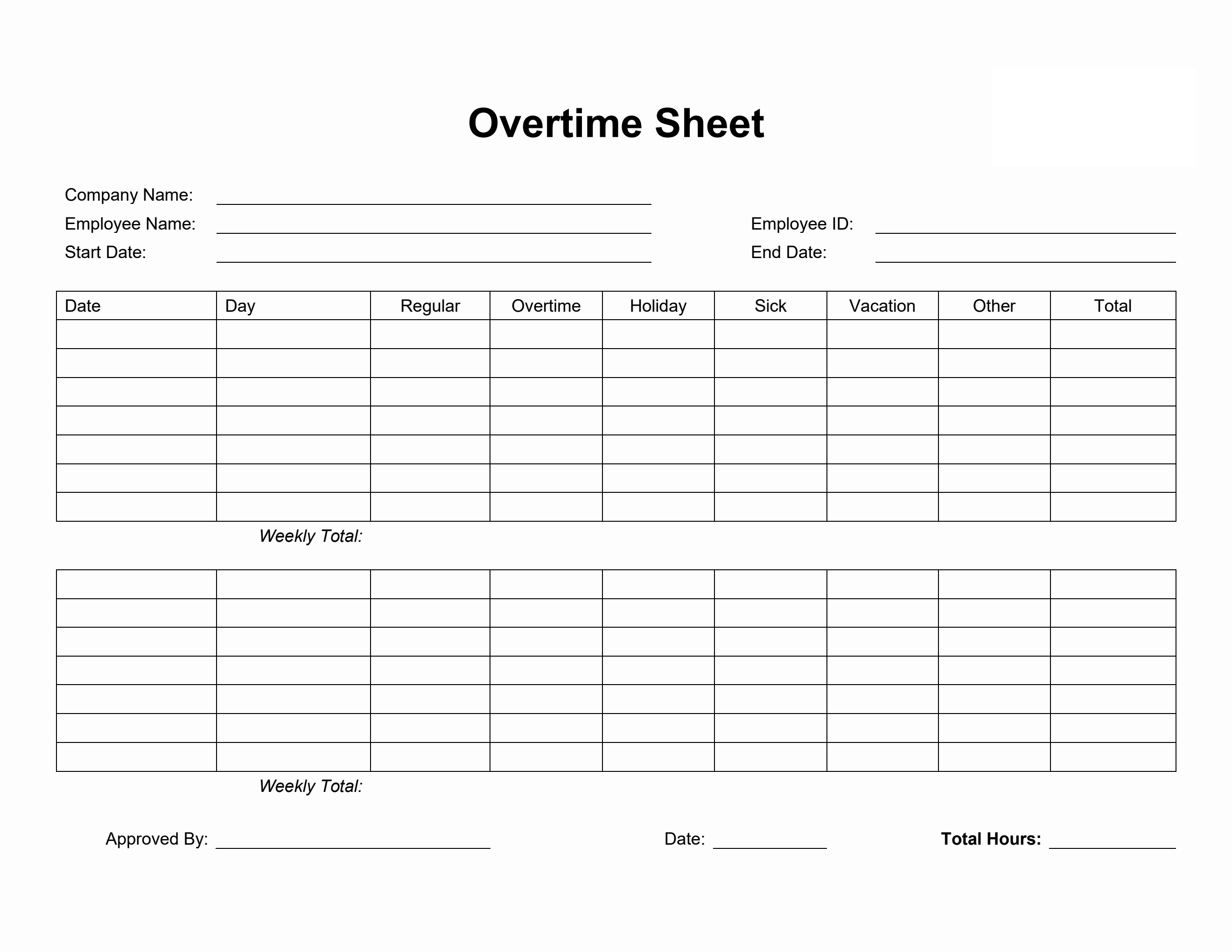 Overtime Hours Tracker Template Example