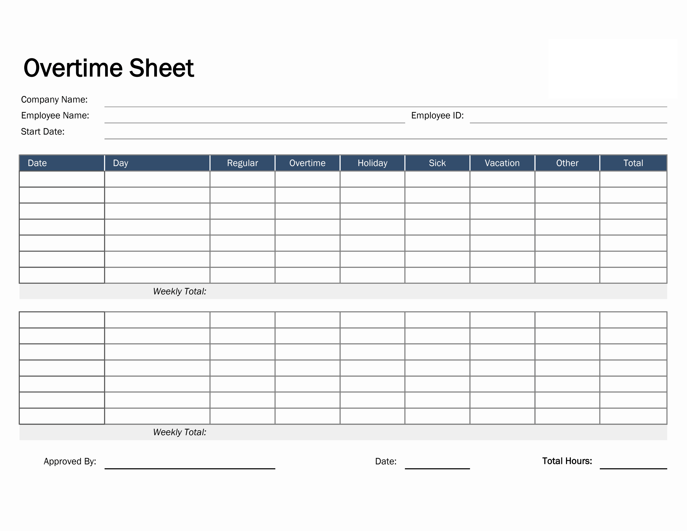 Overtime Hours Tracker Template Sample