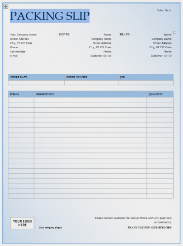 √ Free Printable Packing Slip Template