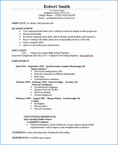 √ Part Time Job Resume Template