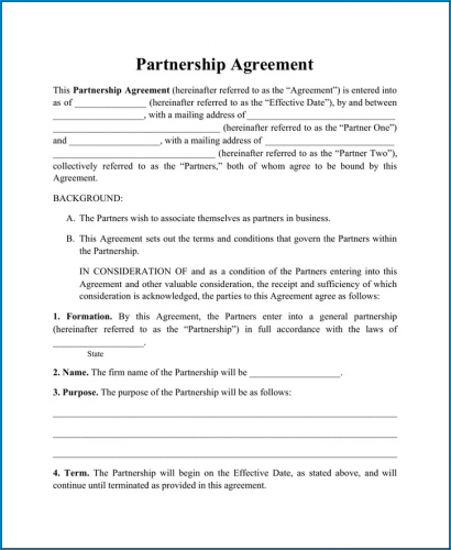 √ Free Printable Partnership Agreement Template